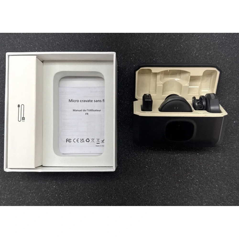 Black Wireless Magnetic Button Collar Microphone Lapel Mic 40H Battery